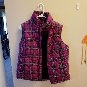 Womens Pink Plaid Lightweight Vest